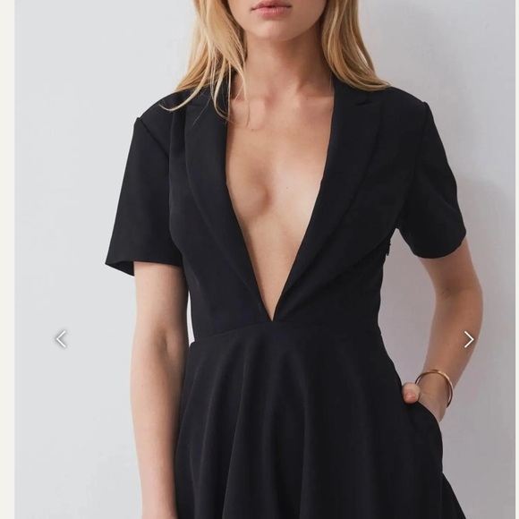 NWT BOSKEMPER Ellie Deep-V Mini Dress Black SZ: X-Small Anthro Free People - Picture 2 of 14